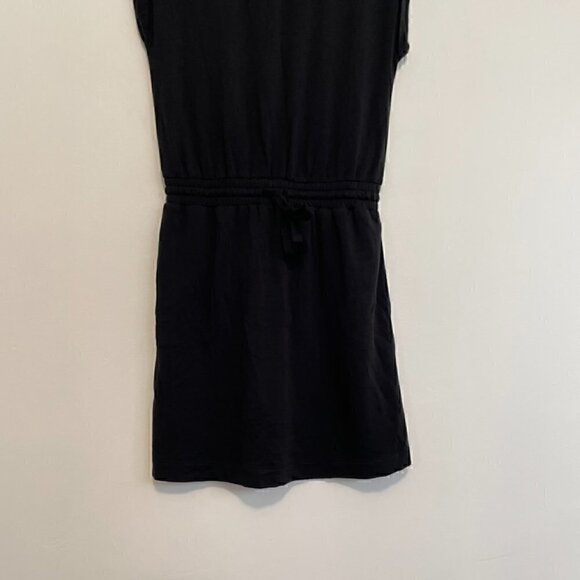 ANN TAYLOR LOFT Outlet Solid Black Cuffed Short Sleeve Drawstring Waist Dress XS - Picture 6 of 14